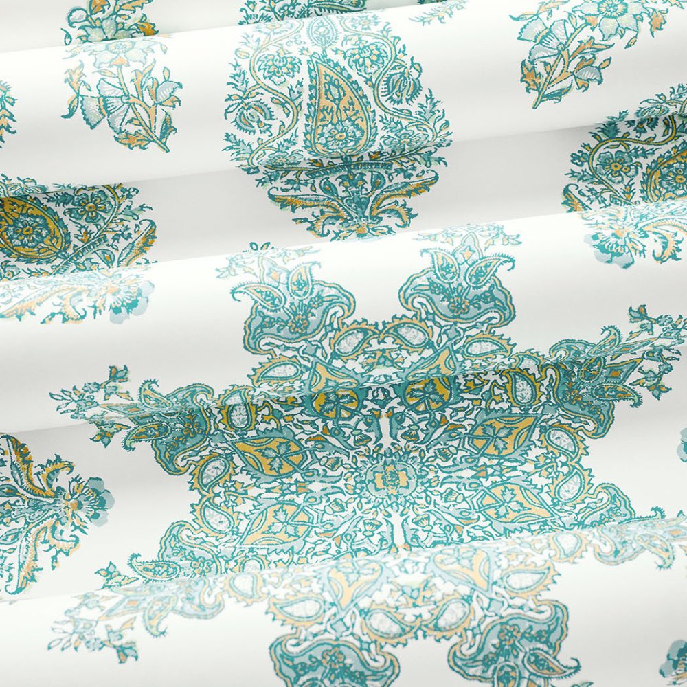 Thibaut East India Wallpaper in Green & White